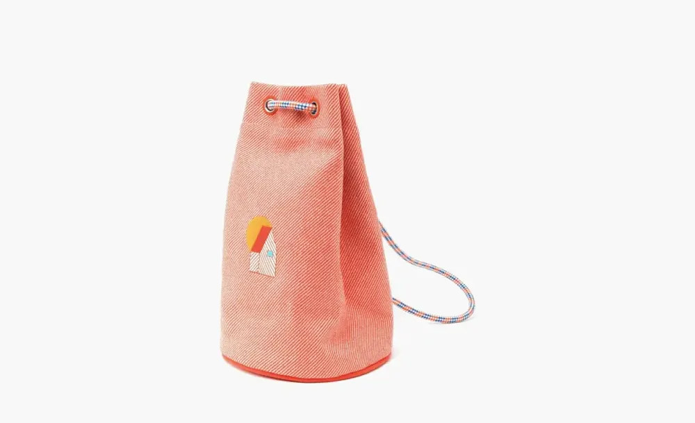 HERMES Canvas Clutch Canvas Bag Flame Orange