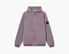 Stone Island Malfile Fleece Old Effect Hooded Sweatshirt Purple Grey