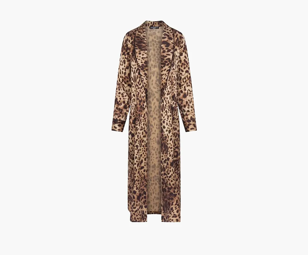 Skims x Dolce&Gabbana Silk Long Robe Leopard