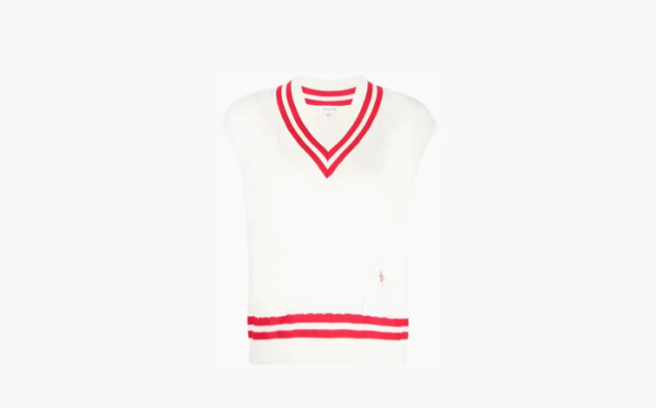 Sporty & Rich Striped-edges Sleeveless Knitted Top White 
