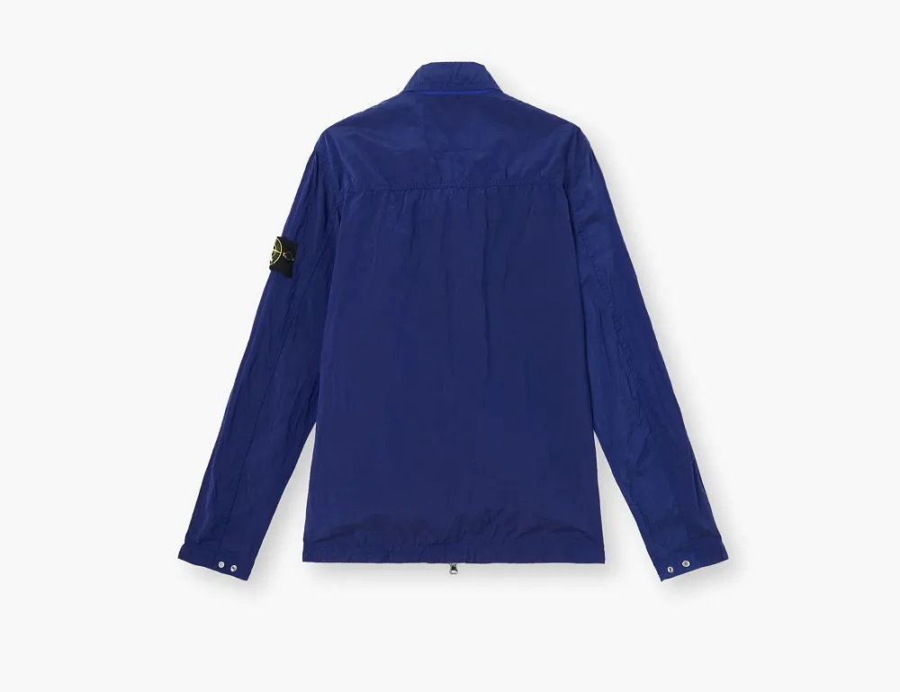 Stone Island Nylon Metal In Econyl Overshirt with Pocket and Two-Way Zip Navy
