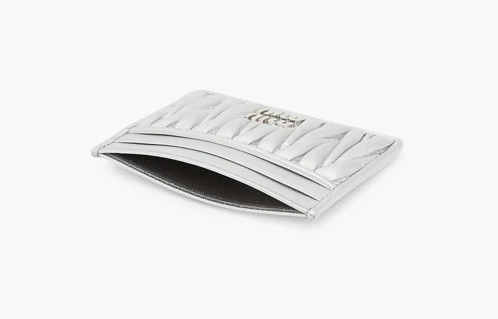 Miu Miu Matelasse Nappa Leather Card Holder Silver