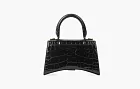Balenciaga Hourglass Crocodile Embossed Xs Handbag Black