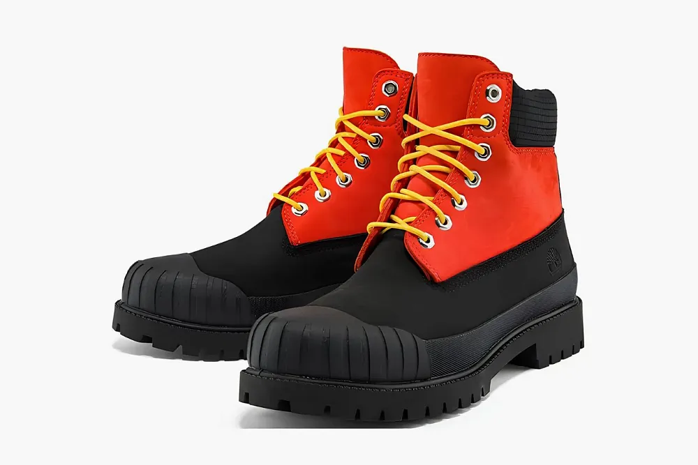 Timberland Premium 6 Inch Waterproof Boot Medium Orange Nubuck with Black