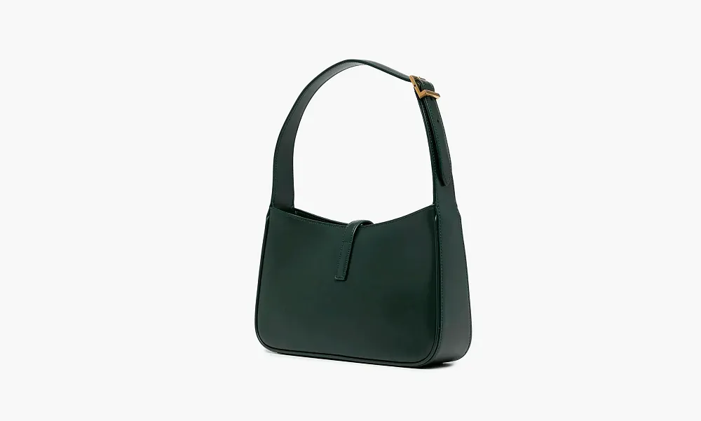 Saint Laurent Bronze Monogram Le 5 A 7 Hobo Bag in Smooth Leather Vert Fonce