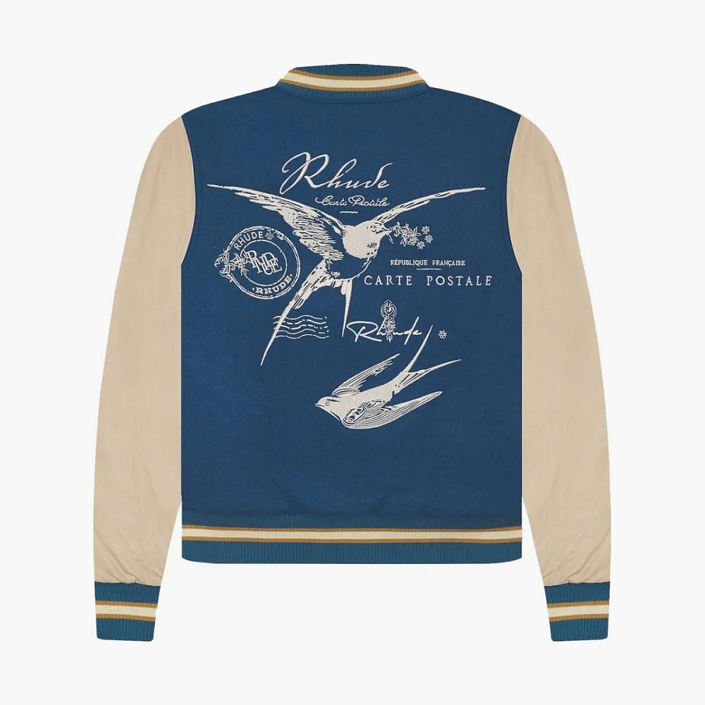RHUDE Sparrow Varsity Jacket Slate / Creme