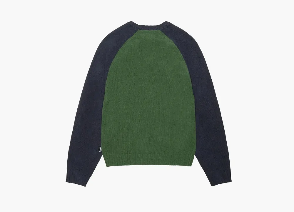 Stussy Colorblocked Raglan Knit Crew Green