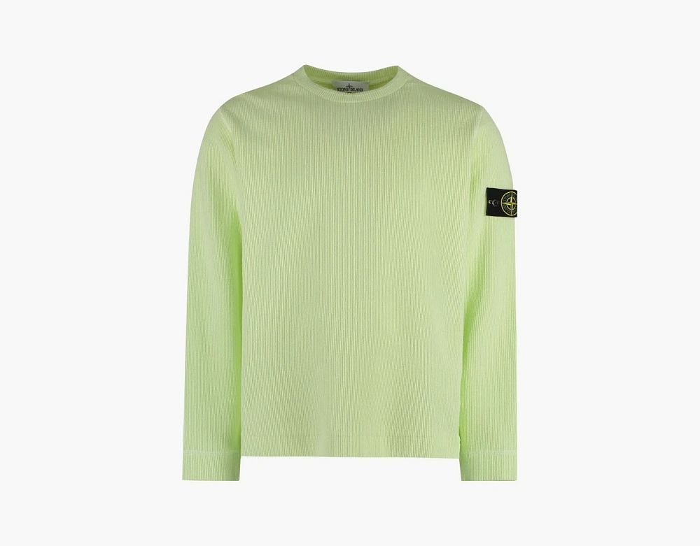 Stone Island Compass Patch Crewneck Jumper Light Green
