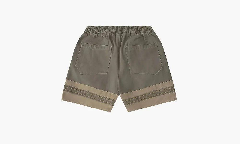 RHUDE Embroidered Canvas Logo Shorts Olive Tan