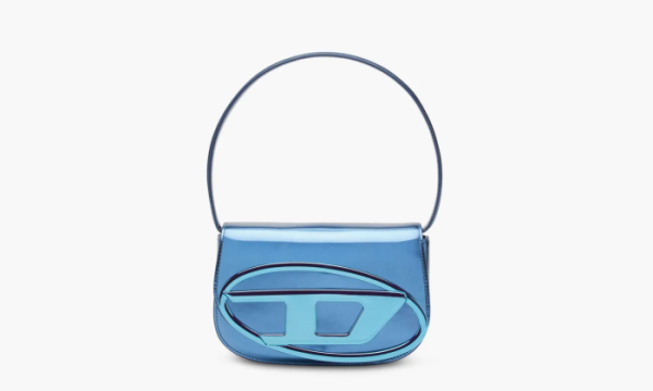 Diesel 1DR Shoulder Bag Mirrored Leather Blue 