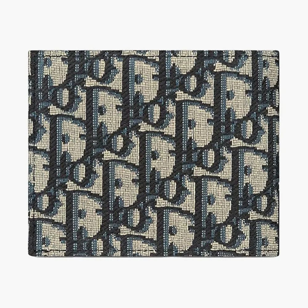 Dior Compact Wallet Dior Oblique Jacquard Beige and Black