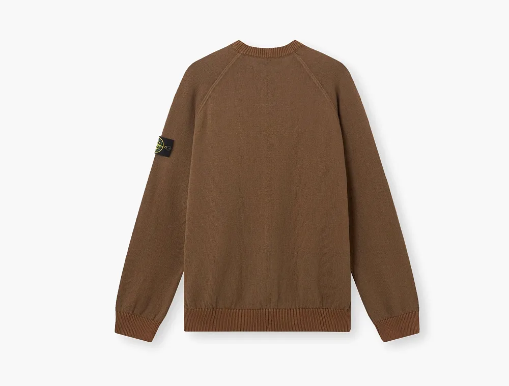 Stone Island Raw Hand Organic Cotton Crewneck Jumper Umber