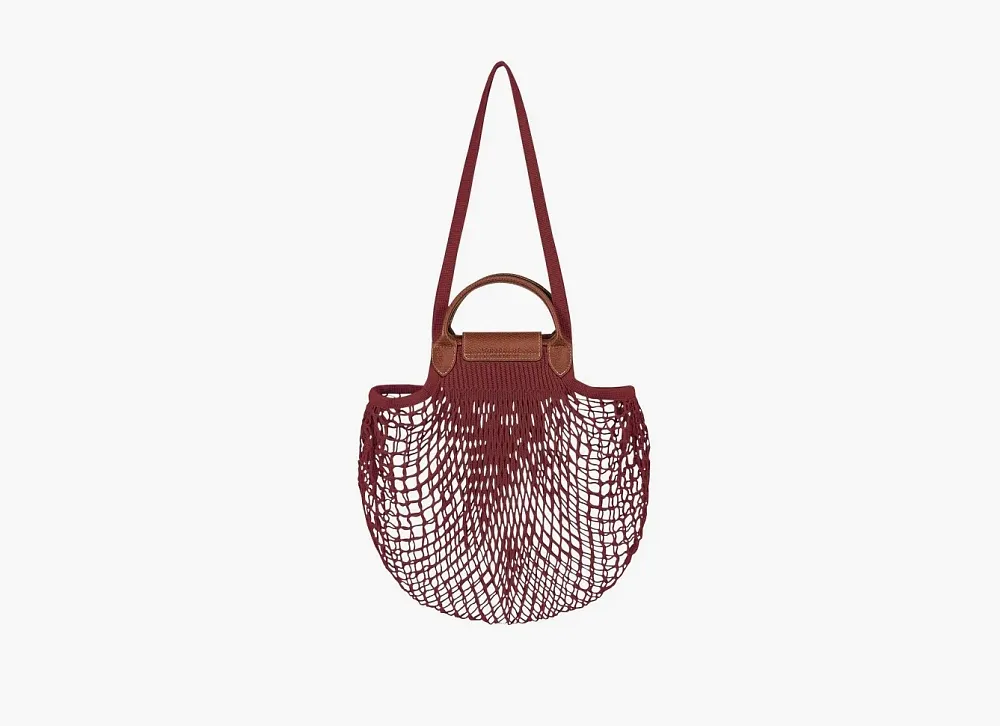 Longchamp Le Pliage Filet Top Handle Bag  Mahogany