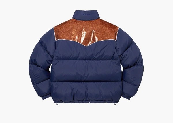 Supreme Glitter Yoke Down Puffer Jacket Navy 