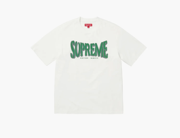 Supreme Flocked Washed S/S Top  White 