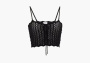 Saint Laurent Crop Top In Pointelle Knit Noir 