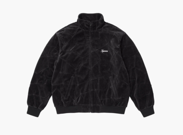 Supreme Patchwork Velour Track Jacket  Black 