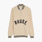 RHUDE Quarter Zip Varsity Jacket Cream / Black