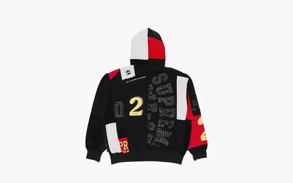 Supreme Patchwork Zip Up Hooded Sweatshirt Black