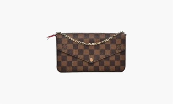 Louis Vuitton Pochette Felicie Damier Ebene Cerise Red Lining 