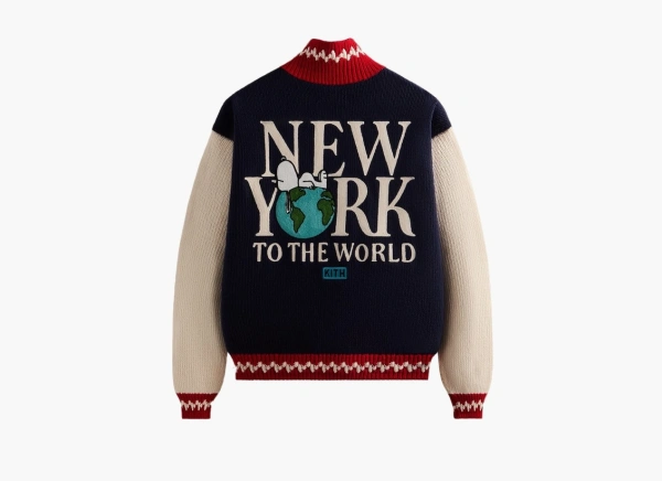 Kith For Peanuts Globe Wyona Full Zip Sweater Nocturnal 