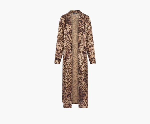 Skims x Dolce&Gabbana Silk Long Robe Leopard 
