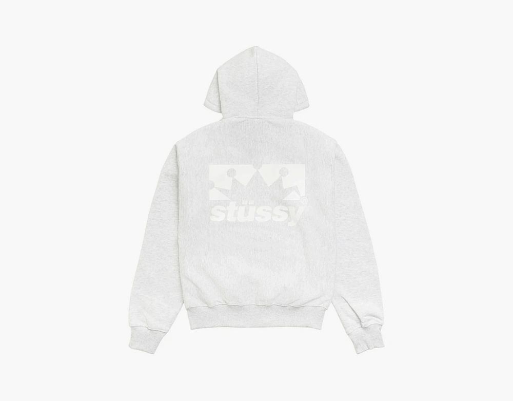 Stussy Box Crown Zip Hoodie Ash Heather