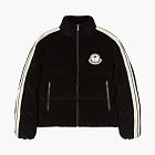 Moncler Down Jacket Unisex Black Velvet Side-Stripe