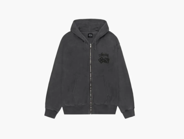 Stussy Dice Zip Hoodie Pigment Dyed Black  Stussy Dice Zip Hoodie Pigment Dyed Black