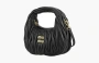 Miu Miu Wander matelassé nappa leather hobo mini-bag "Black" 