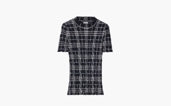 Burberry Check Wool Blend Top Black 