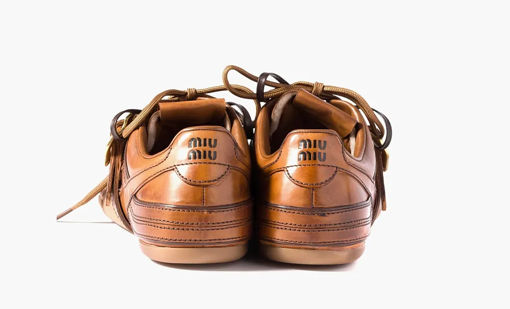 Miu Miu Leather Sneakers With Buckle WMNS Cognac