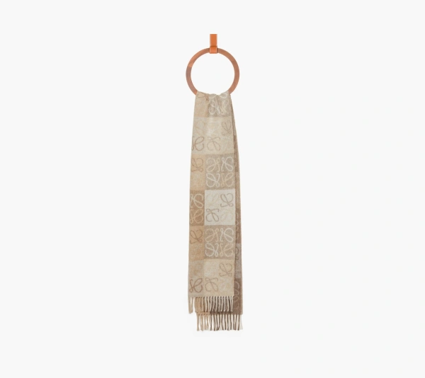 Loewe Scarf In Wool and Cashmere White/Beige 