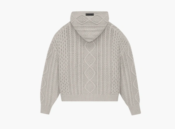 Fear of God Essentials Cable Knit Hoodie Silver Cloud 