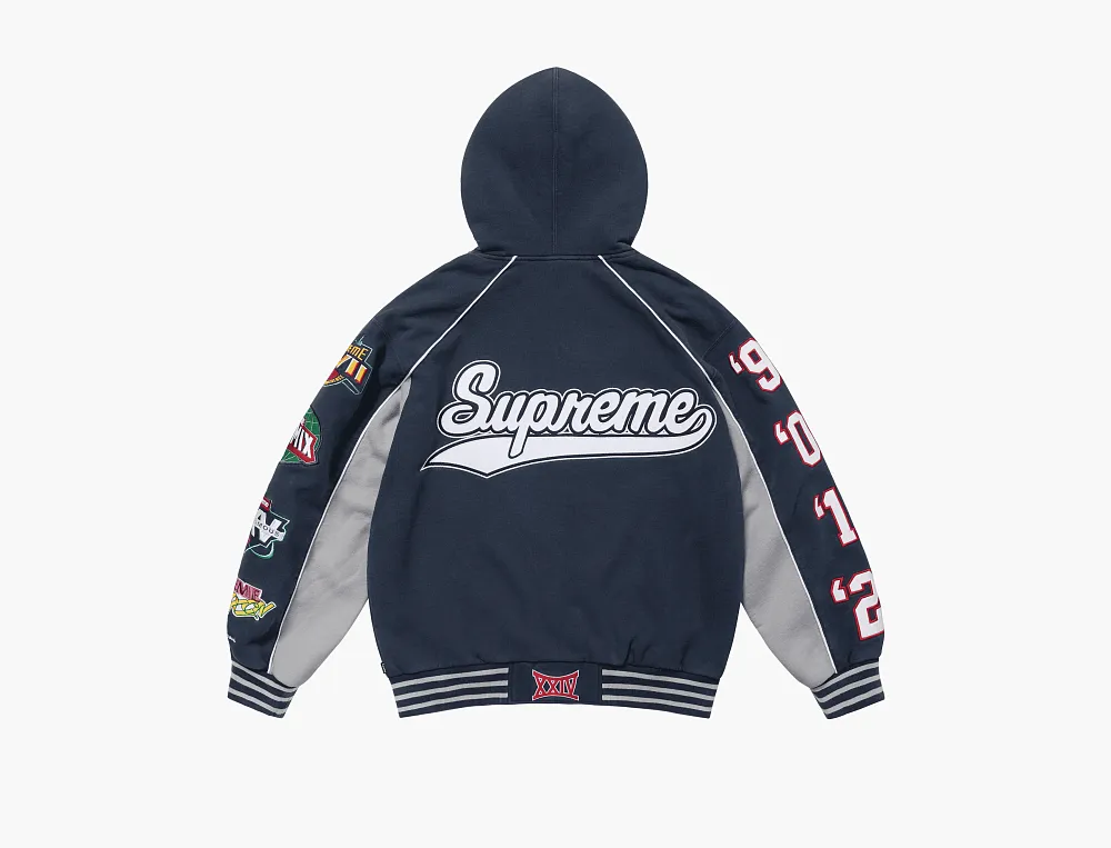 Supreme Playoffs Zip Up Hooded Sweatshirt Navy