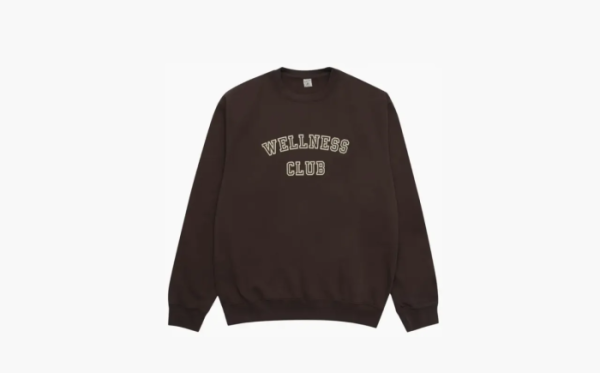 Sporty & Rich Wellness Club Flocked Crewneck Chocolate/Cream 