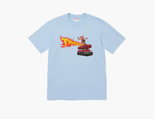Supreme x Thrasher Back Tail Tee Powder Blue 