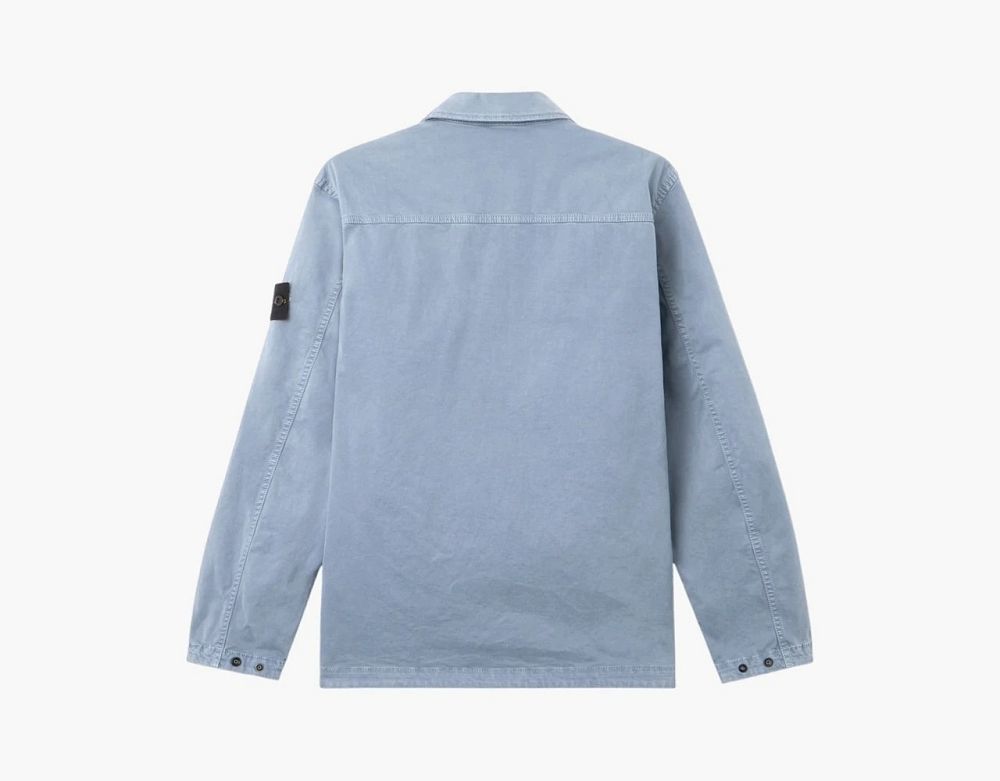 Stone Island Ogranic Cotton Stretch Broken Twill Overshirt Avio Blue