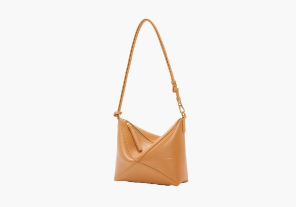 Loewe Puzzle Fold Pouch Shiny Nappa Calfskin Warm Desert  