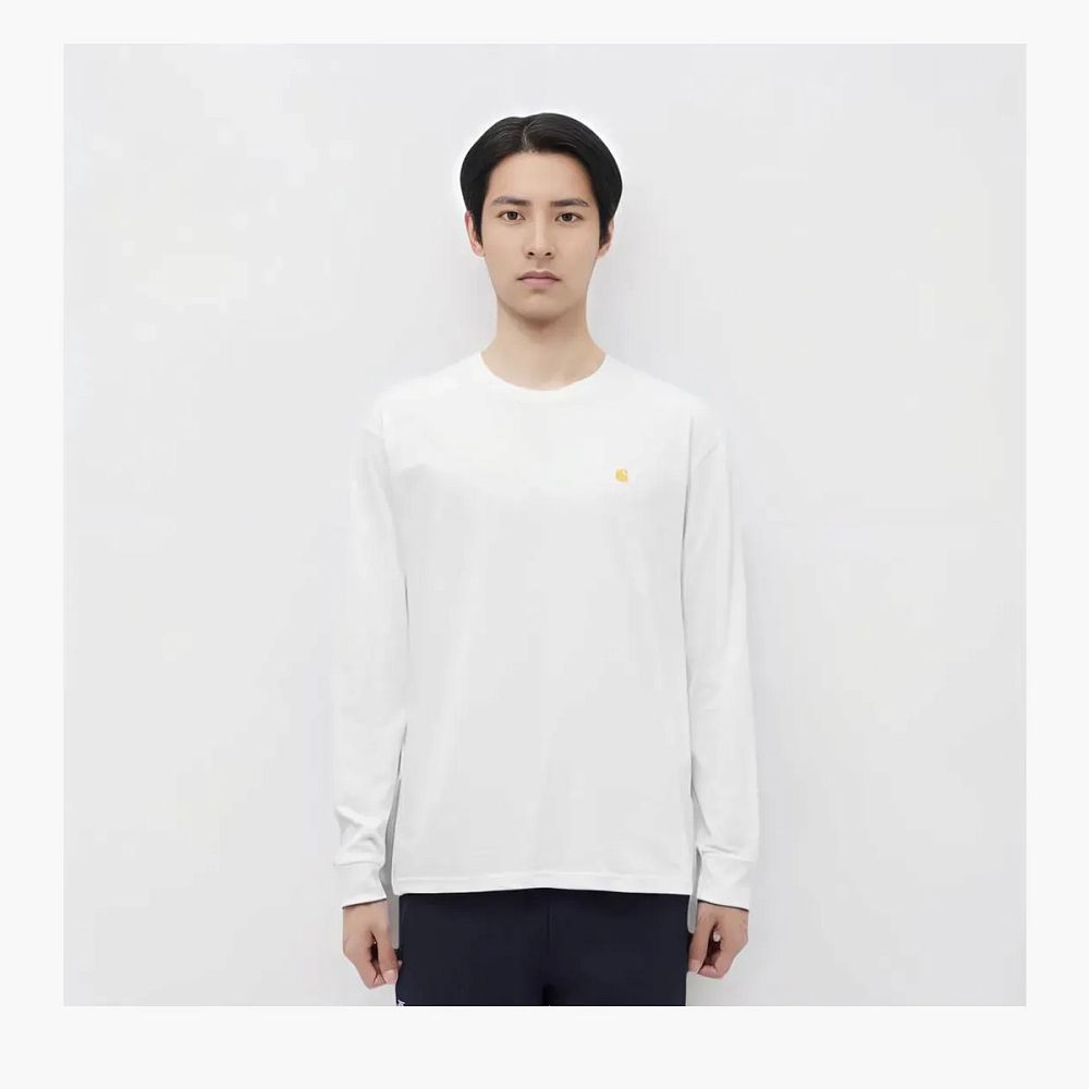 Carhartt WIP Chase Logo Long Sleeve White