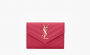 Saint Laurent Cassandre Grain De Poudre Envelope Wallet "Small Fuchsia" 