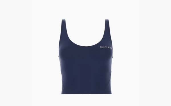 Sporty & Rich Logo-print Cotton Cropped Top Dark Blue 