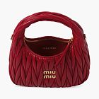 Miu Miu Wander Matelasse Nappa Leather Hobo Bag Red