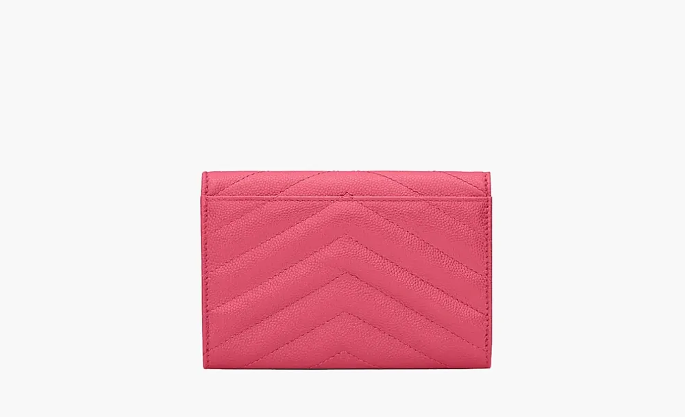 Saint Laurent Cassandre Grain De Poudre Envelope Wallet Small Fuchsia