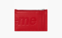 Supreme Leather Zip Card Holder "Red" 