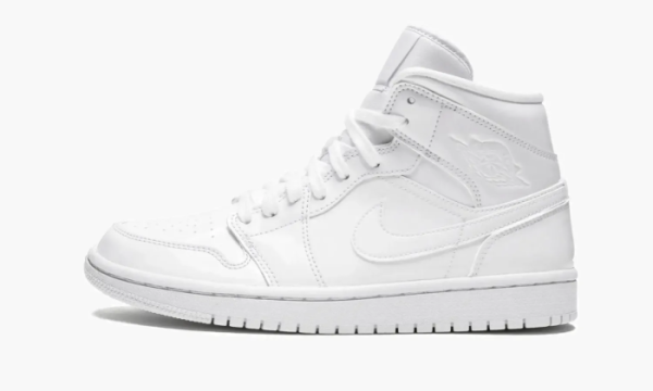 Air Jordan 1 Mid WMNS Triple White Patent Leather 