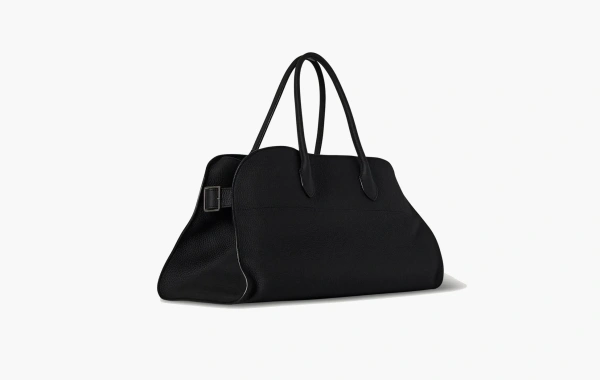 The Row EW Margaux Calfskin Leather Bag Black 