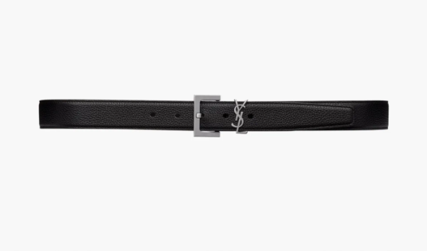 Saint Laurent Cassandre Belt In Grained Leather Black  Saint Laurent Cassandre Belt In Grained Leather Black