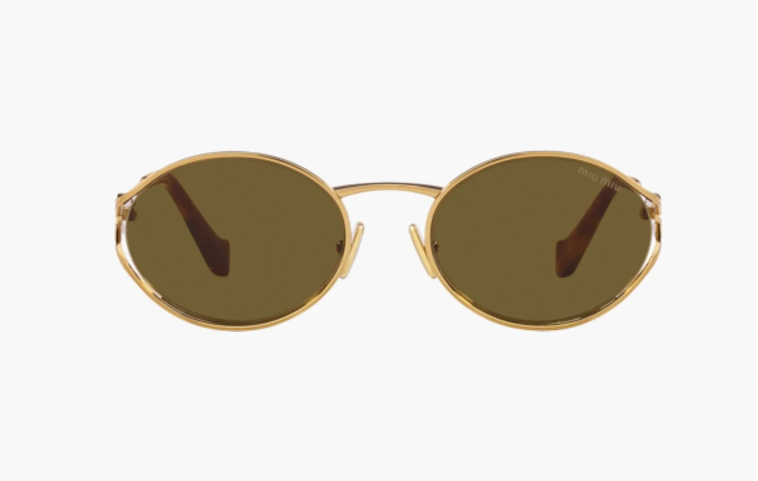 Miu Miu Eyewear Logo Round-frame Sunglasses Gold 