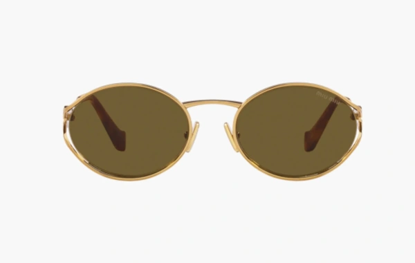 Miu Miu Eyewear Logo Round-frame Sunglasses Gold 